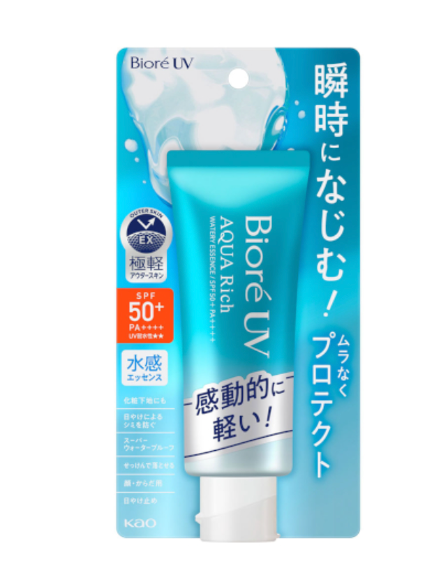 Esencia acuosa rica UV Aqua de Kao Biore FPS 50+ PA++++ 70 g