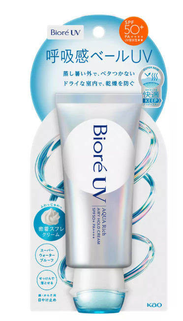 Crema de fijación aireada Biore UV Aqua Rich con protección solar FPS 50+ PA++++