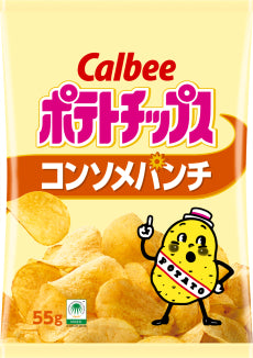 Calbee Potato Chips Consomme Punch — reference packaging; actual pack size to be confirmed